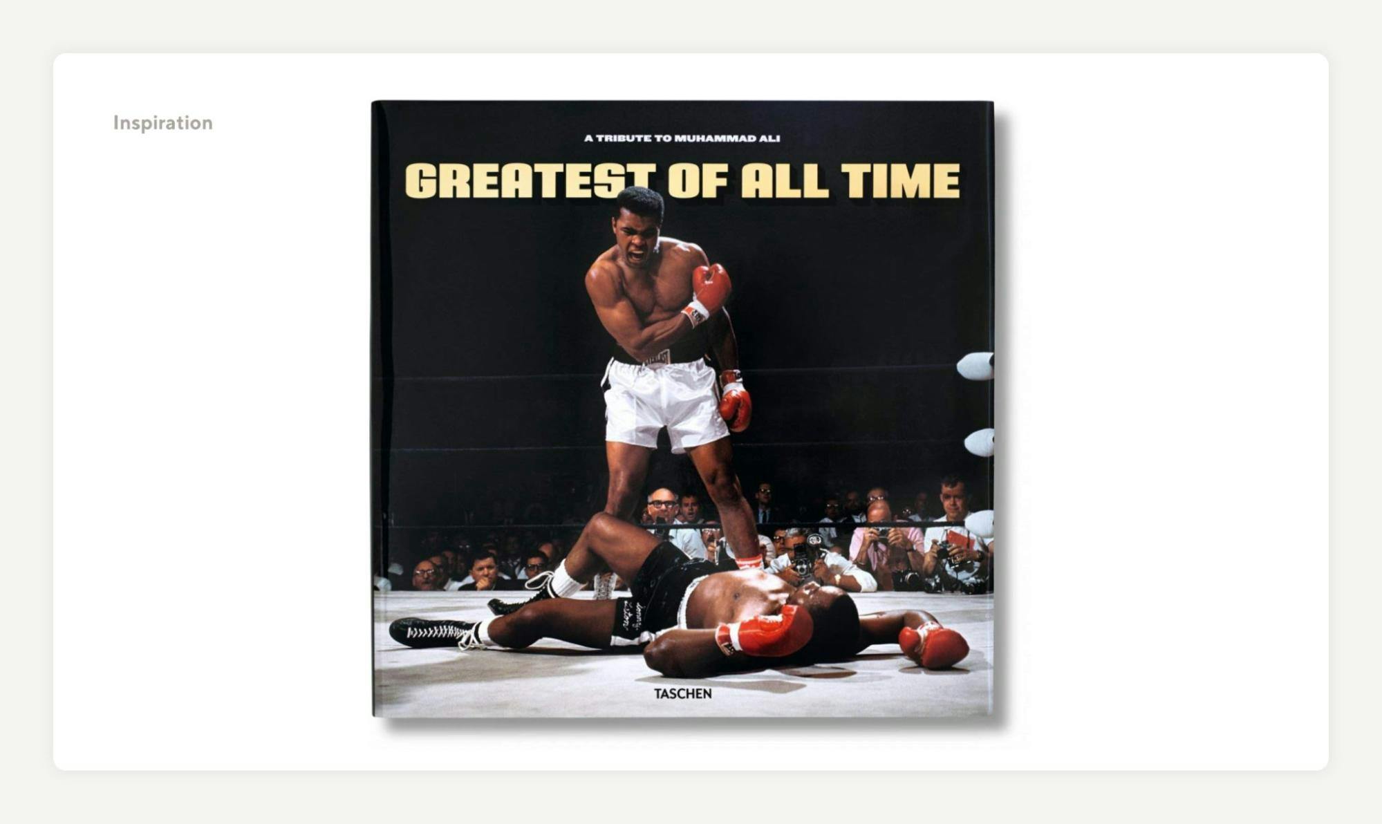モハメド・アリの写真集「Greatest of All Time. A Tribute to Muhammad Ali」表紙。